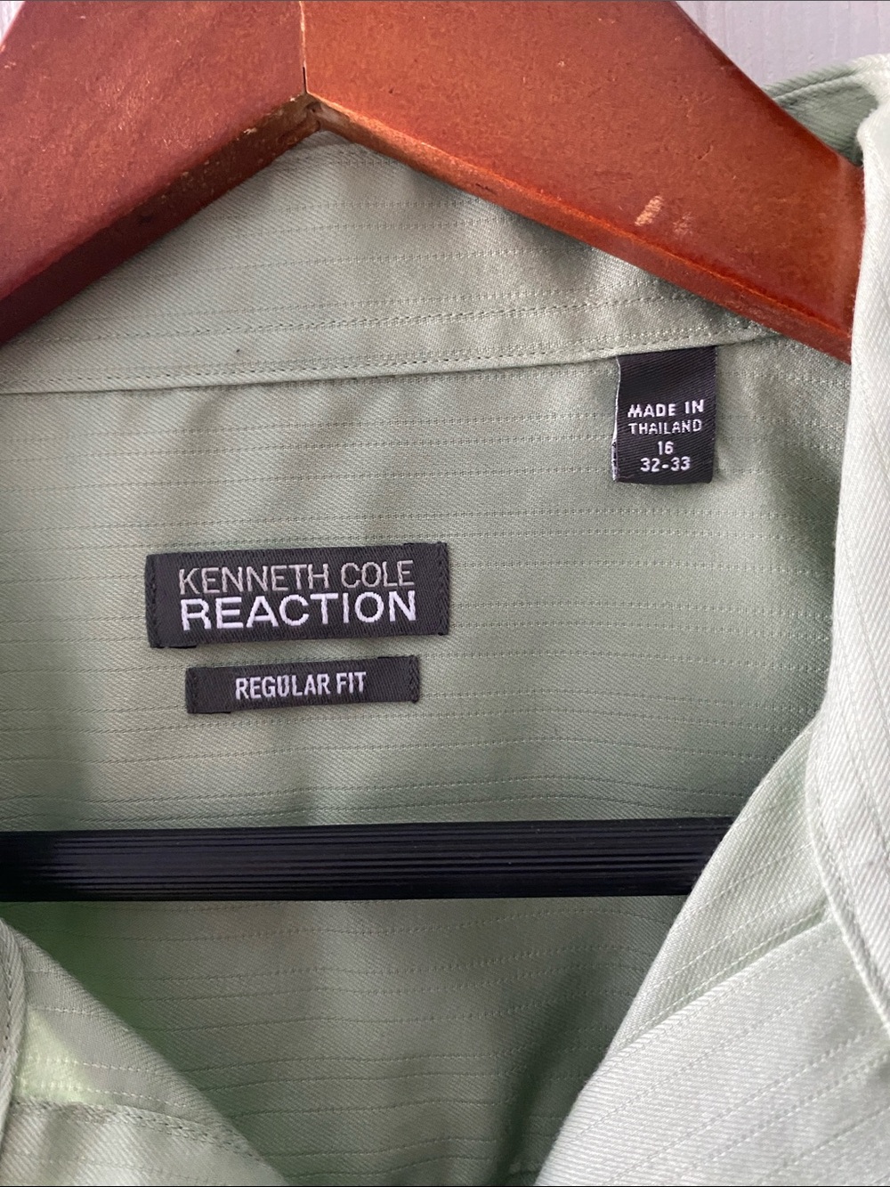 Kenneth Cole Reaction Pale Green Long-Sleeve Button-Up Shirt 16 32-33 - Picture 2 of 7